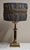 Metal Vintage Table Lamp with Ornate Brass Base and Blue Fabric Shade, 1990s For Sale - Image 7 of 7