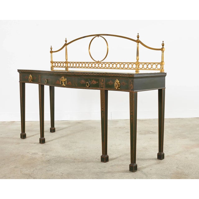 Chinoiserie George II Style Mahogany Chinese Chippendale Lacquered Huntboard Sideboard For Sale - Image 3 of 13