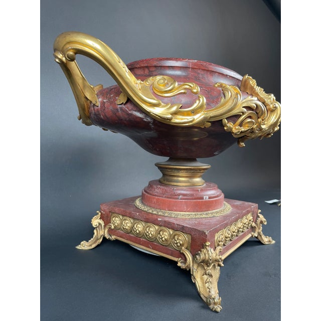 19th Century French Ormolu Mounted Rouge Marble Centerpiece For Sale In Los Angeles - Image 6 of 8