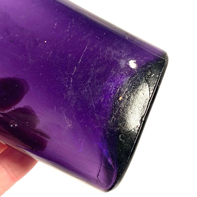 Purple Early 20th C. Amethyst Embossed Half-Pint Whiskey Bottle For Sale - Image 8 of 12