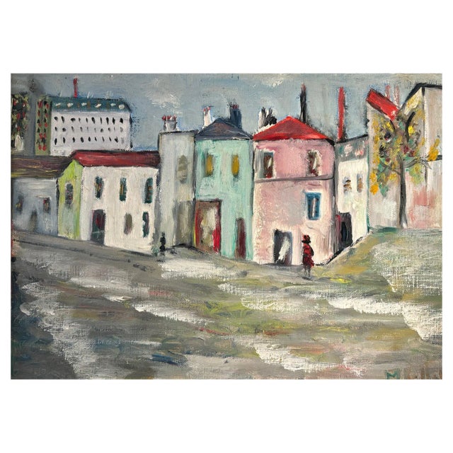 M. Keller, Colorful Houses, Oil on Canvas For Sale