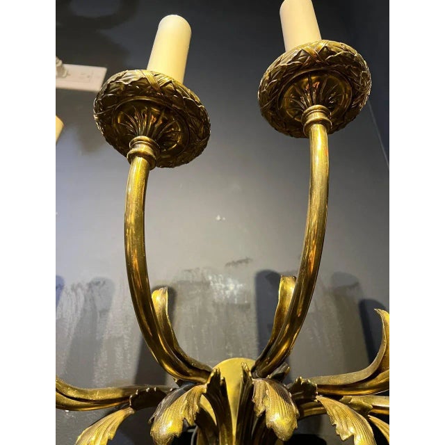 1920s 1920's Caldwell 5 Lights Sconces With Acanthus Leaves - a Pair For Sale - Image 5 of 8