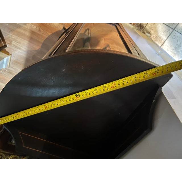 Antique Early 20th Century Edwardian Style Mahogany Inlaid Bow Front Corner Display Cabinet For Sale - Image 18 of 18