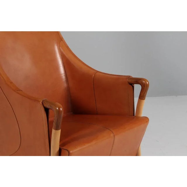 Saddle Leather Lounge Chair by Umberto Asnago for Giorgetti For Sale - Image 4 of 10