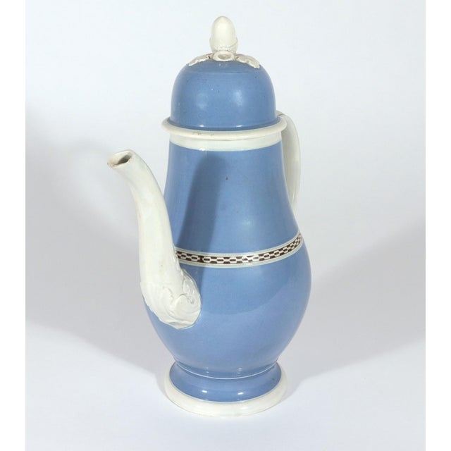 Late 18th Century Late 18th Century English Pearlware Blue Slip Coffee Pot & Cover, Staffordshire or Yorkshire For Sale - Image 5 of 12