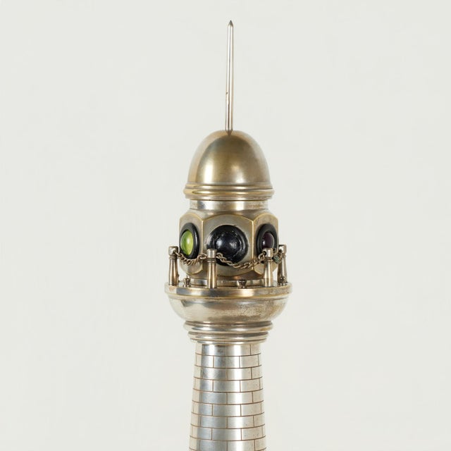 Bronze Antique Lighthouse Sculpture or Model With Light For Sale - Image 8 of 10