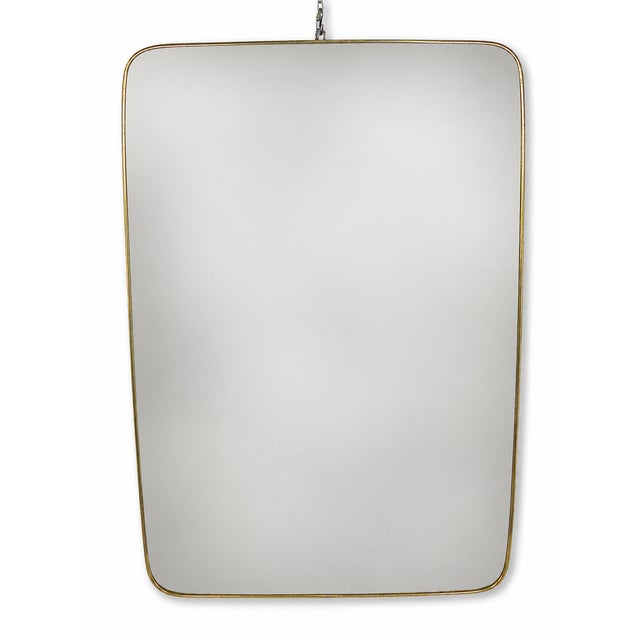 Vintage Brass-Edged Mirror in the style of Giò Ponti, 1950s For Sale - Image 11 of 11