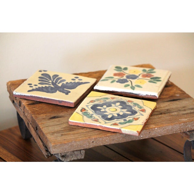 1960s Set of 9 Vintage Hand-Painted Talavera Tiles For Sale - Image 5 of 10