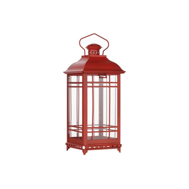 Metal Traditional Red Metal Lantern (Set of 3) For Sale - Image 7 of 9