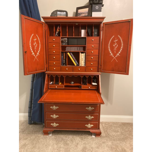 1970s Jasper Cabinet Co. Bicentennial Secretary Desk For Sale - Image 5 of 6