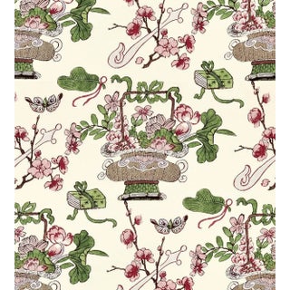 The House of Scalamandré Shanghai Blossoms Fabric, Mulberry For Sale
