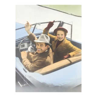 Early 20th Century Colortone Photograph of Couple in Convertible For Sale