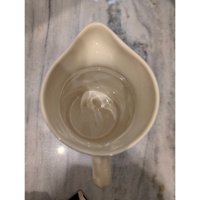 Vintage Farmhouse Rustic Beige and Blue Floral Pitcher For Sale In Miami - Image 6 of 7
