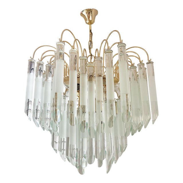Vintage Glass Chandelier in the style of Paolo Venini, 1970s For Sale