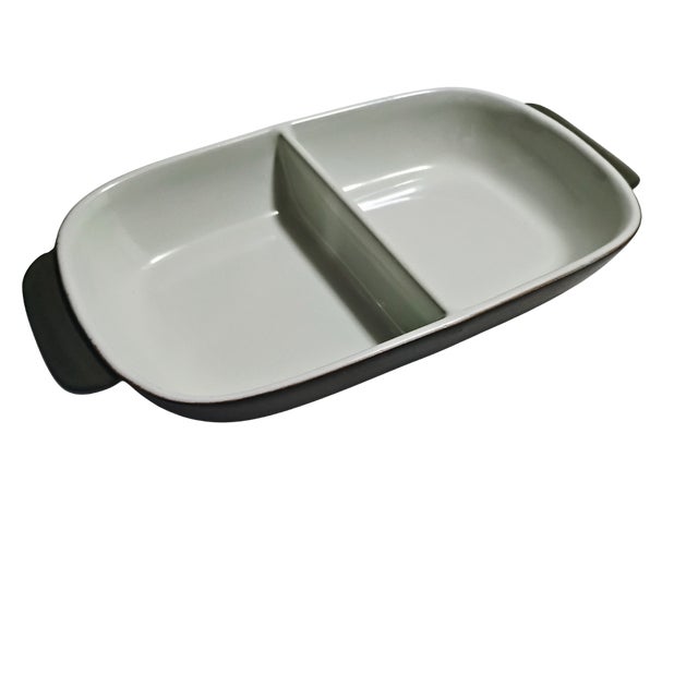 Ceramic Vintage 1970s Mid-Century Denby Stoneware Divided Serving Dish For Sale - Image 7 of 8