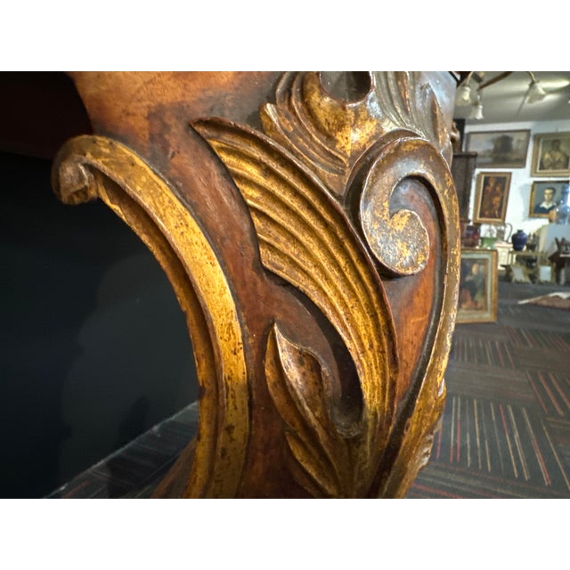 Large 19th Century English Console with Ball Feet Enclosed with Claws & Carved and Gilded Feet For Sale - Image 6 of 10