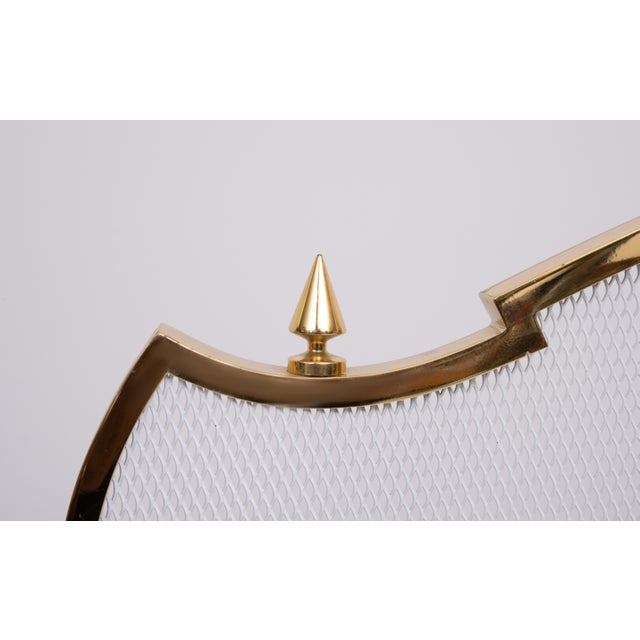 Metal Hollywood Regency Brass Fire Screen, France, 1970s For Sale - Image 7 of 11