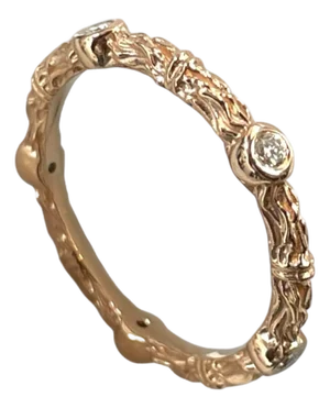 Nature-Inspired 14k Gold Diamond Ring Adorned With 0.15 TCW Natural Diamonds, Size 6.5