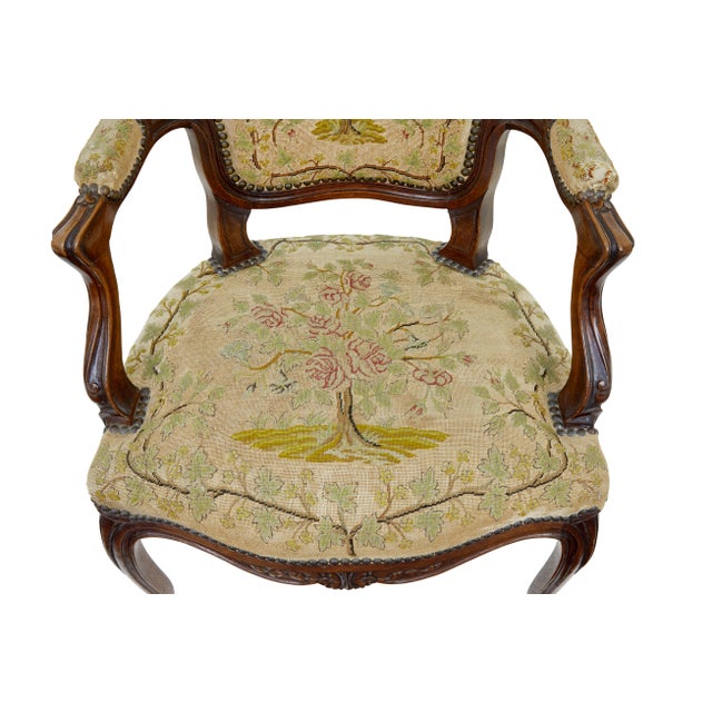 Set of 19th Century French Walnut Armchairs, 1870 For Sale - Image 6 of 11