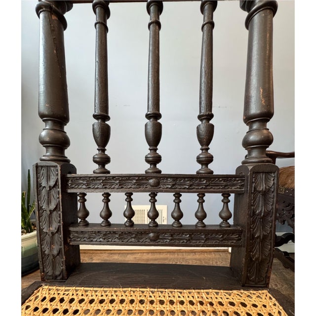 Brown Antique French Renaissance Brittany Caine Chair For Sale - Image 8 of 12