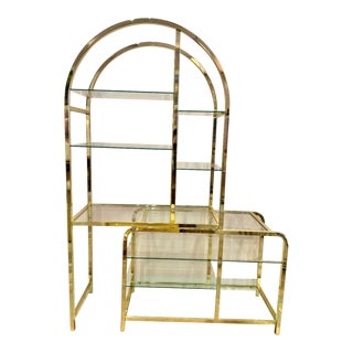 Vintage 1985 Arched Brass and Glass Etagere by Dia For Sale