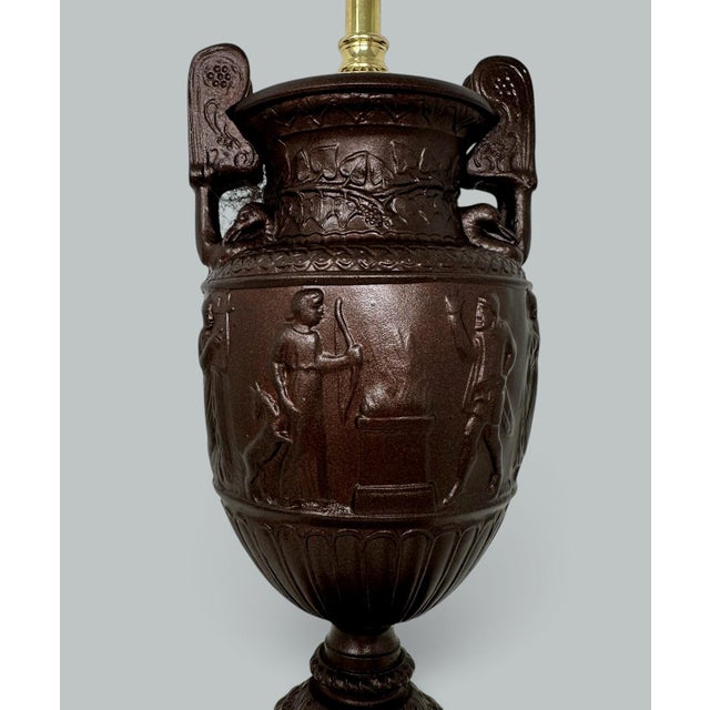 Grand Tour Antique Pair French Bronzed Townley Pair Table Lamps Rouge Marble Grand Tour 19c For Sale - Image 3 of 11