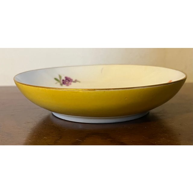 Antique 19th Century Meissen Porcelain Saucer Dish With Floral Decoration and Bright Yellow Ground on the Back For Sale - Image 11 of 16