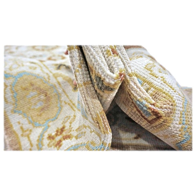21st Century Afghan Sultanabad Wool 3x6 Ivory, Light Blue & Gold Handmade Runner Rug #1143914 For Sale In Houston - Image 6 of 6
