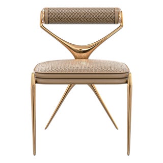"Incandescenza" Chair, With Bronze & Woven Leather, Tailor Made For Sale