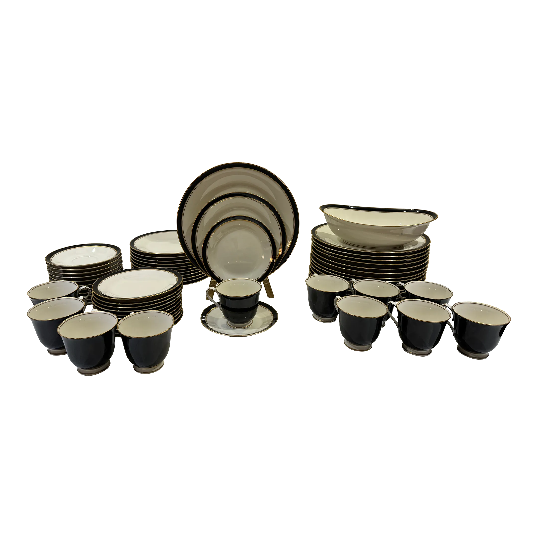 1990s Noritake Ivory China Model 7274 Ivory & Ebony, Made in Japan