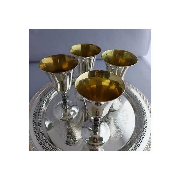1960s Vintage Silver Plated Stem & Tray - Set of 5 For Sale - Image 5 of 7