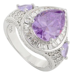 Pear Cut Zirconia Cluster Bold Ring Crafted in Sterling Silver - Size 6