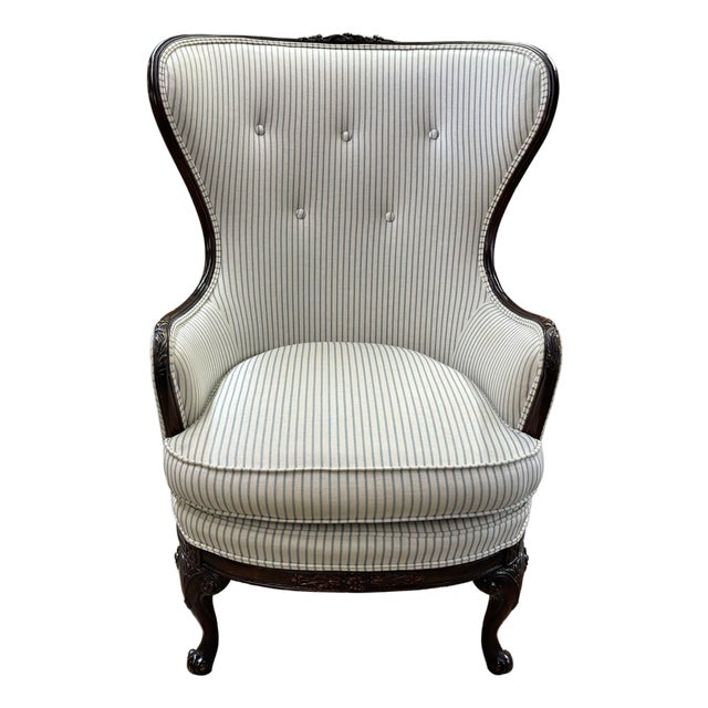 Vintage French Style Wing Chair For Sale
