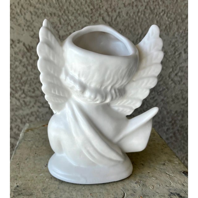 Circa 1960 Petite Bisque Porcelain Angel & Dove Vase, Japan For Sale - Image 10 of 12