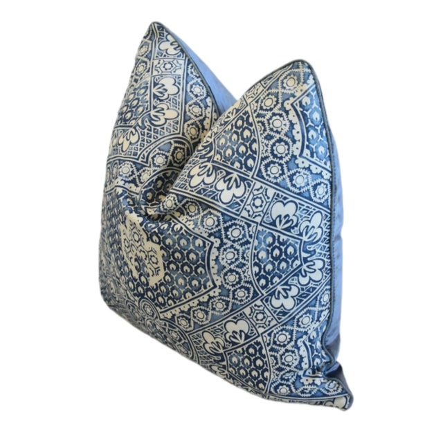 Stunning French Designer Blue & White Floral Botanical Feather/Down Pillow For Sale In Los Angeles - Image 6 of 9