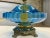 1960s Vintage Monumental Italian Hand Blown Mid-Century Blue Glass and Brass Lamps After Murano-a Pair For Sale - Image 5 of 11