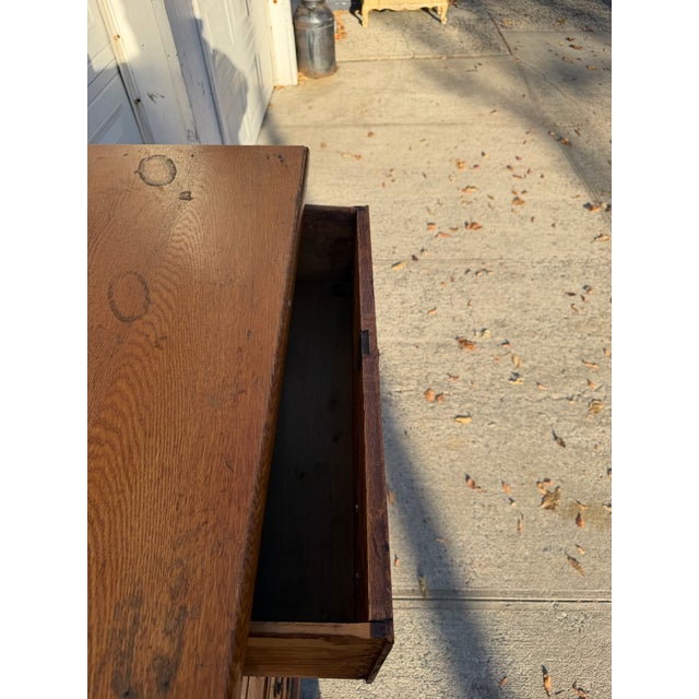 Antique Victorian Eastlake Oak Highboy Dresser With Knapp Joints and Carved Sunburst Crest For Sale - Image 10 of 12