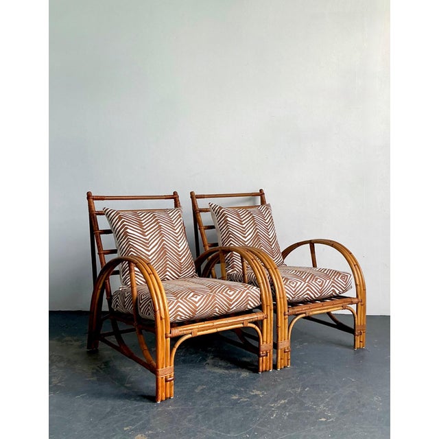 Vintage Rattan Lounge Chairs in Alan Campbell “Zigzag” for Quadrille - A Pair For Sale - Image 9 of 15