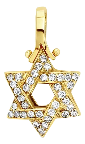 Jewish Star of David Diamond Pendant .68cttw 14k Yellow Gold 16"