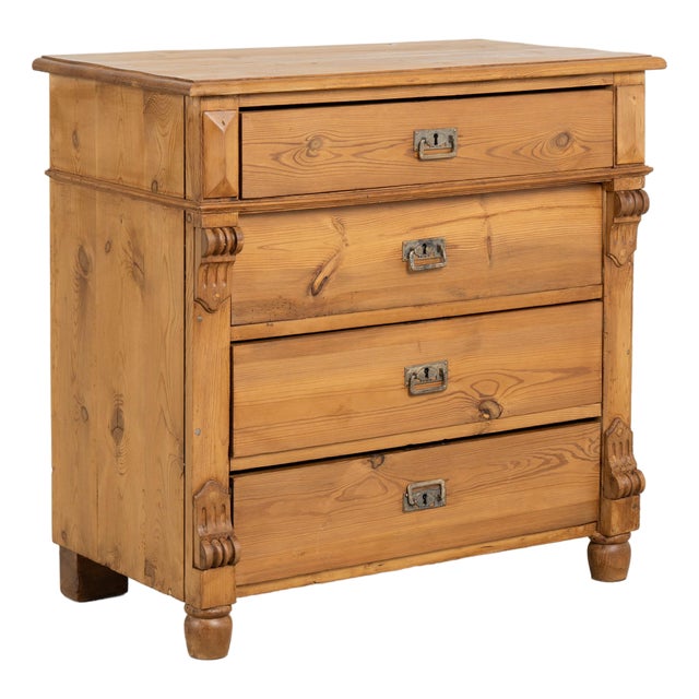 18th Century Danish Pine Chest of Four Drawers For Sale
