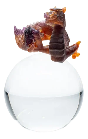 Honey Brown Dragon Glass Paste Vase by Daum Nancy, France, 1990s