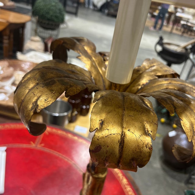 Mid 20th Century Mid-Century Modern Gilt-Metal Palm Tree Table Lamp in the Style of Maison Jansen For Sale - Image 5 of 8