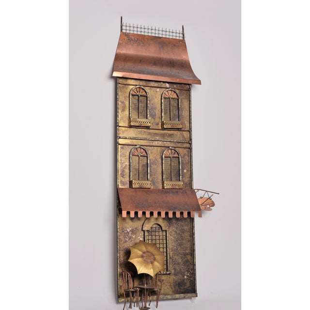 Curtis Jere Original Curtis Jere Signed Parisian Bistro Scene Metal Sculpture Signed & Dated 1972 For Sale - Image 4 of 6