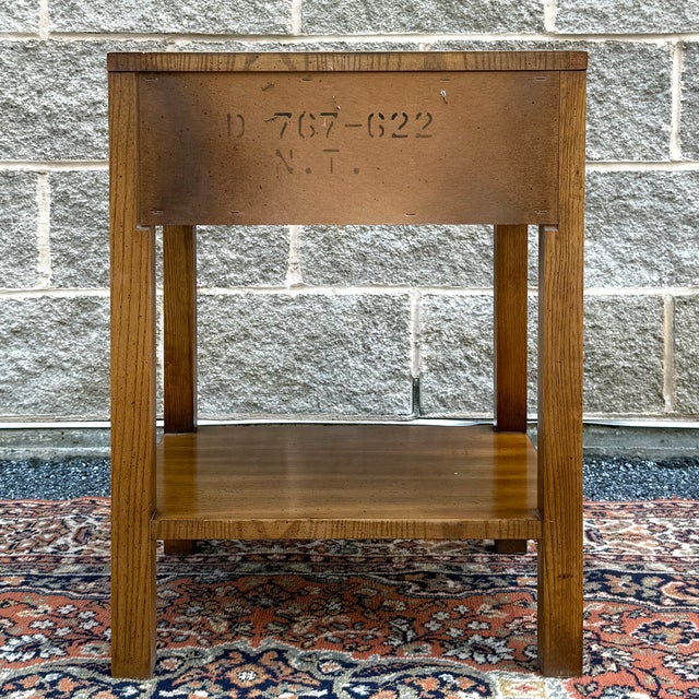Vintage Dixie Campaigner Collection Campaign Pecan 1 Drawer Nightstand With Open Shelf For Sale - Image 11 of 14