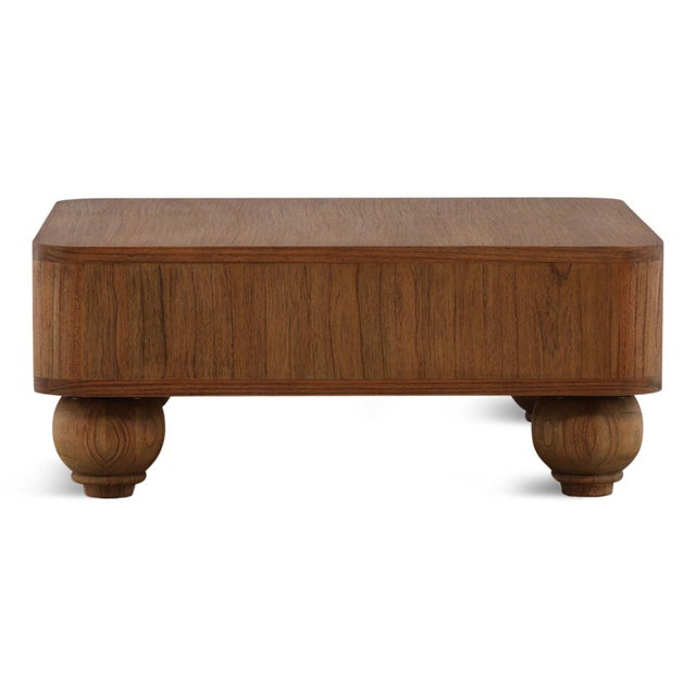 English Turned Leg Open Square Transitional Coffee Table For Sale - Image 3 of 5