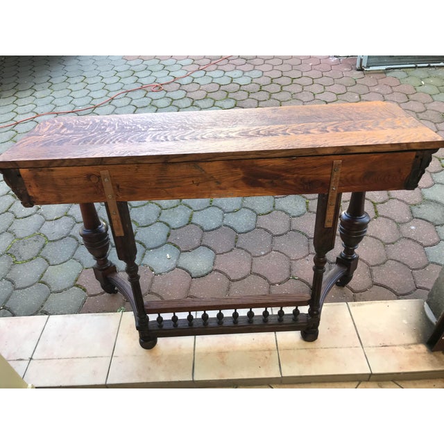 Art Nouveau Console with Drawer in Solid Oak, 1920s For Sale - Image 6 of 18