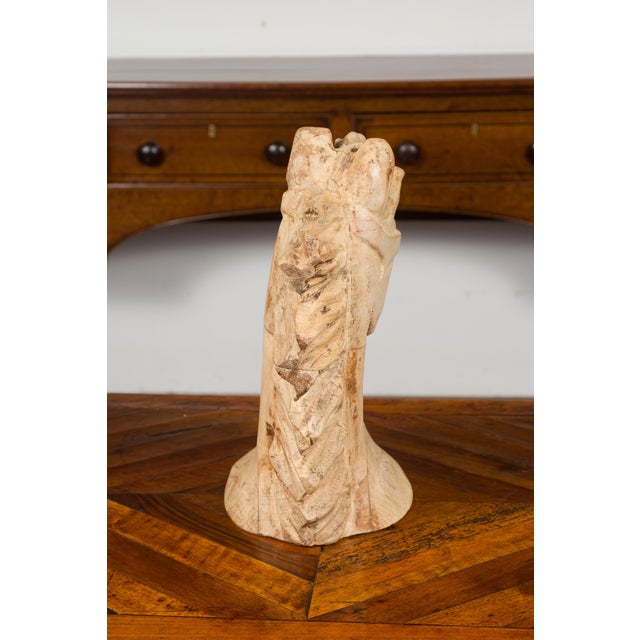 1940s American Carved Wooden Horse Head Fragment with Weathered Patina For Sale - Image 10 of 10