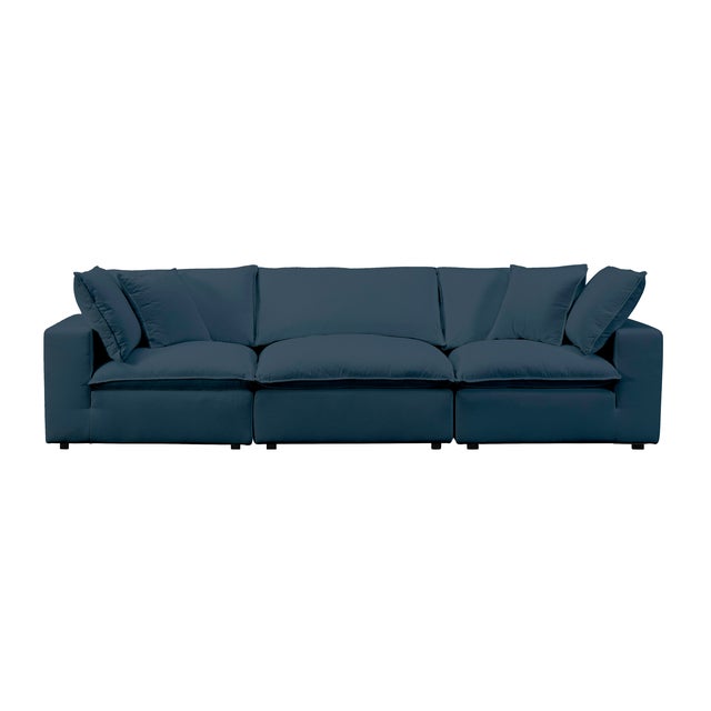 Boho Chic Cali Navy Performance Fabric Modular Sofa For Sale - Image 3 of 7