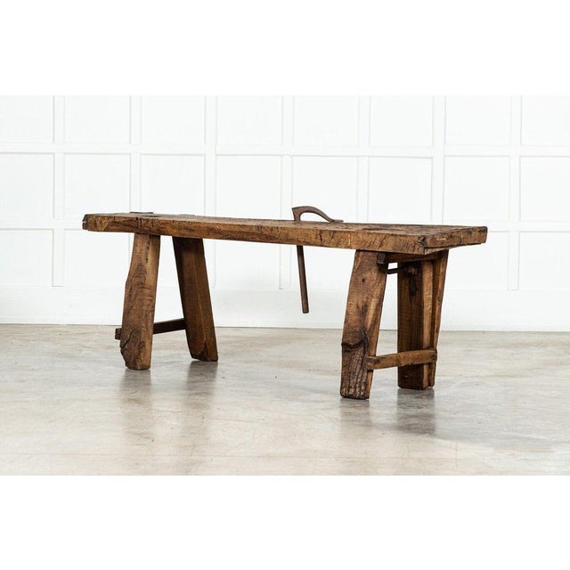 Late 19th Century 19thc French Elm Cobblers Bench Console, 1890 For Sale - Image 5 of 18