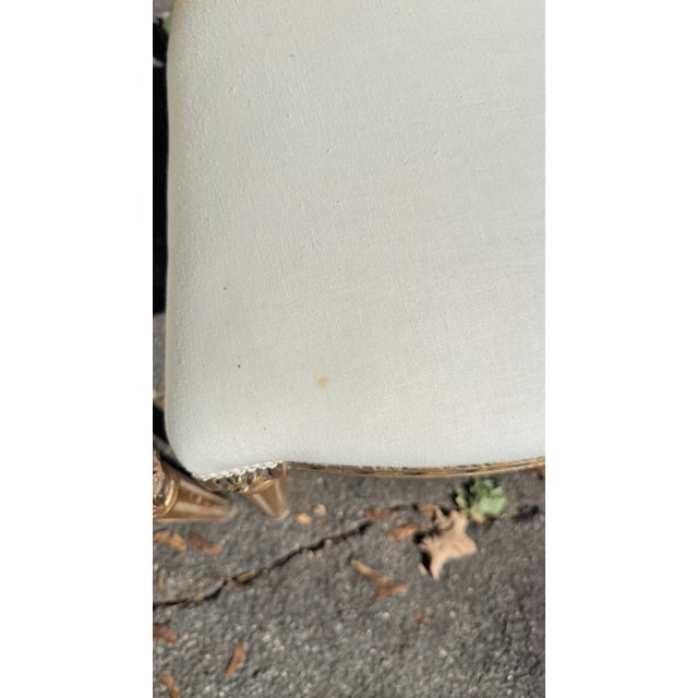 Pair of Mid-20th Century Louis XVI Style Giltwood Side Chairs With Cream Linen Upholstery For Sale - Image 11 of 16